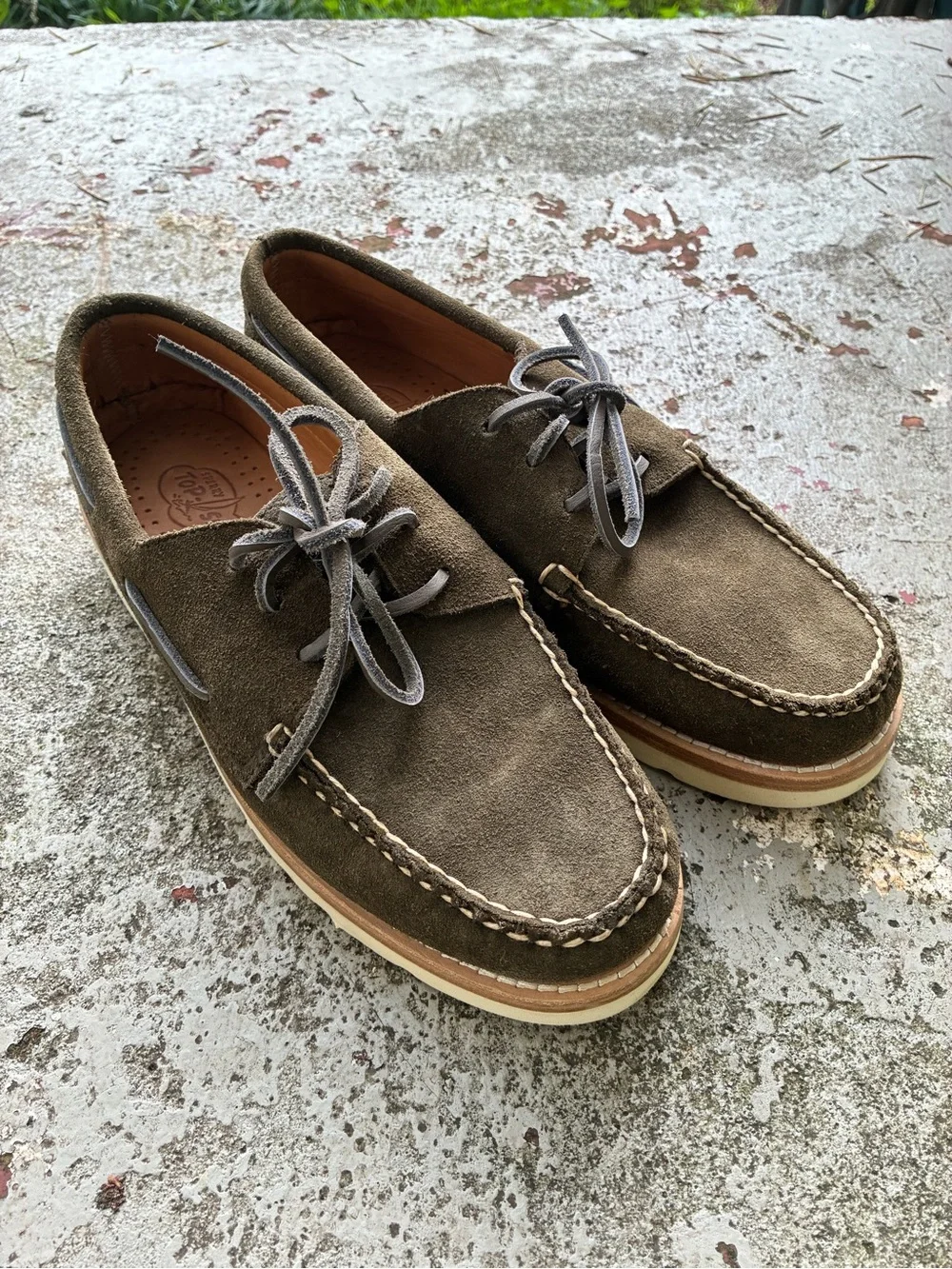 Sperry Men's Olive Suede Boat Shoes - Classic Moc Toe 8